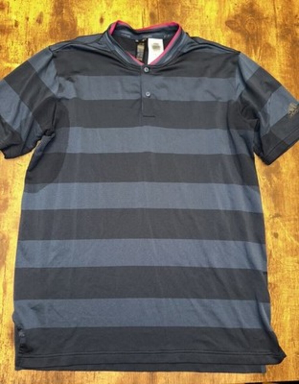 Adidas Men's Horizontal Striped Polo Shirt - Black & Dark Grey